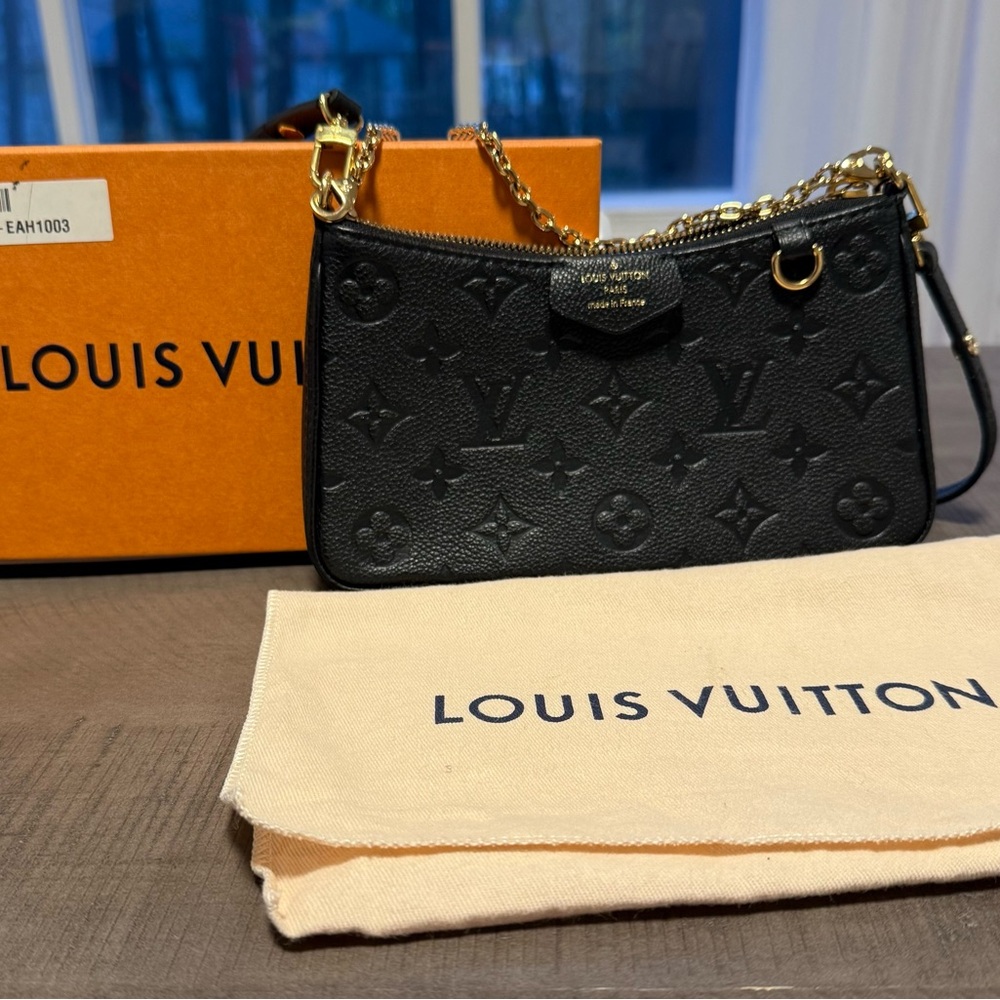 Authentic Louis Vuitton Black Easy pouch On Strap Monogram Leather Bag- New